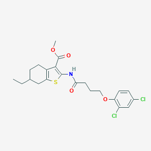 molecular formula C22H25Cl2NO4S B443179 Methyl 2-{[4-(2,4-dichlorophenoxy)butanoyl]amino}-6-ethyl-4,5,6,7-tetrahydro-1-benzothiophene-3-carboxylate 