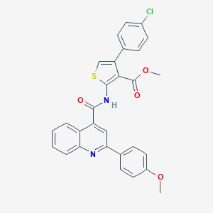 molecular formula C29H21ClN2O4S B443182 Methyl 4-(4-chlorophenyl)-2-({[2-(4-methoxyphenyl)quinolin-4-yl]carbonyl}amino)thiophene-3-carboxylate 