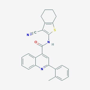 molecular formula C26H21N3OS B443183 N-(3-cyano-4,5,6,7-tetrahydro-1-benzothiophen-2-yl)-2-(2-methylphenyl)quinoline-4-carboxamide 