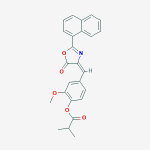 molecular formula C25H21NO5 B443196 2-methoxy-4-[(2-(1-naphthyl)-5-oxo-1,3-oxazol-4(5H)-ylidene)methyl]phenyl 2-methylpropanoate 