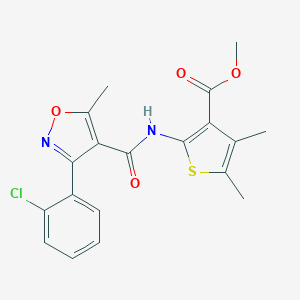 molecular formula C19H17ClN2O4S B443201 Methyl 2-({[3-(2-chlorophenyl)-5-methyl-4-isoxazolyl]carbonyl}amino)-4,5-dimethyl-3-thiophenecarboxylate 