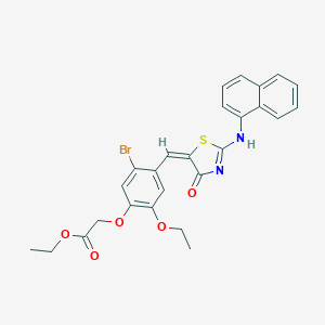 ethyl 2-[5-bromo-2-ethoxy-4-[(E)-[2-(naphthalen-1-ylamino)-4-oxo-1,3-thiazol-5-ylidene]methyl]phenoxy]acetate
