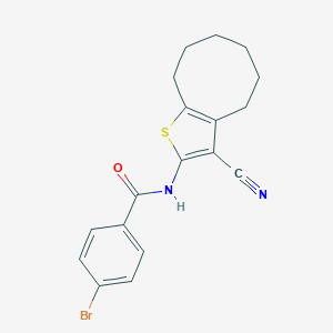 molecular formula C18H17BrN2OS B443206 4-bromo-N-(3-cyano-4,5,6,7,8,9-hexahydrocycloocta[b]thiophen-2-yl)benzamide 