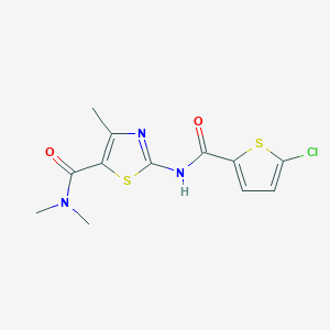 molecular formula C12H12ClN3O2S2 B4432139 2-{[(5-chloro-2-thienyl)carbonyl]amino}-N,N,4-trimethyl-1,3-thiazole-5-carboxamide 