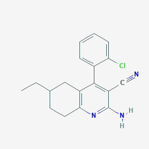 molecular formula C18H18ClN3 B443214 2-Amino-4-(2-chlorophenyl)-6-ethyl-5,6,7,8-tetrahydro-3-quinolinecarbonitrile CAS No. 361198-25-6