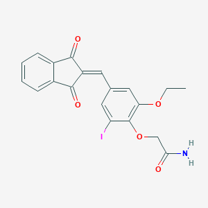 molecular formula C20H16INO5 B443220 2-{4-[(1,3-dioxo-1,3-dihydro-2H-inden-2-ylidene)methyl]-2-ethoxy-6-iodophenoxy}acetamide 