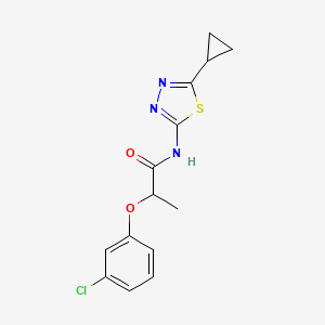 molecular formula C14H14ClN3O2S B4432425 2-(3-chlorophenoxy)-N-(5-cyclopropyl-1,3,4-thiadiazol-2-yl)propanamide 