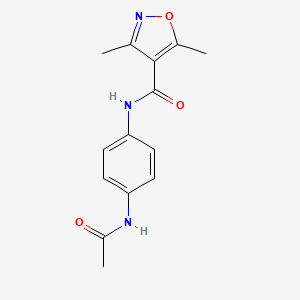 molecular formula C14H15N3O3 B4432493 N-[4-(acetylamino)phenyl]-3,5-dimethyl-4-isoxazolecarboxamide 