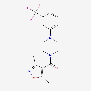 molecular formula C17H18F3N3O2 B4432590 1-[(3,5-dimethyl-4-isoxazolyl)carbonyl]-4-[3-(trifluoromethyl)phenyl]piperazine 