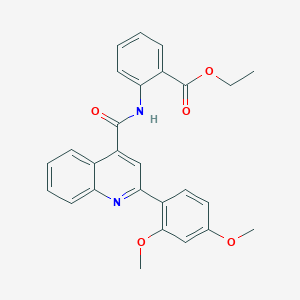 molecular formula C27H24N2O5 B443267 Ethyl 2-({[2-(2,4-dimethoxyphenyl)-4-quinolinyl]carbonyl}amino)benzoate 