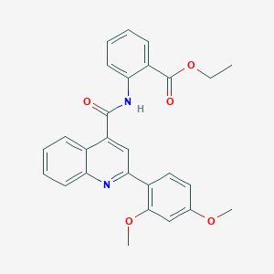 molecular formula C27H24N2O5 B443267 ETHYL 2-({[2-(2,4-DIMETHOXYPHENYL)-4-QUINOLYL]CARBONYL}AMINO)BENZOATE 