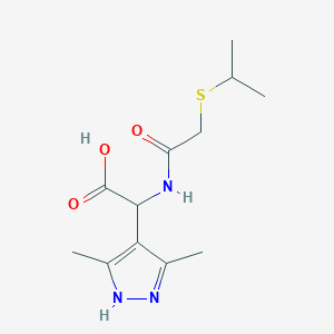 molecular formula C12H19N3O3S B4432670 (3,5-dimethyl-1H-pyrazol-4-yl){[(isopropylthio)acetyl]amino}acetic acid 