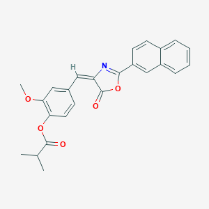molecular formula C25H21NO5 B443270 2-methoxy-4-[(2-(2-naphthyl)-5-oxo-1,3-oxazol-4(5H)-ylidene)methyl]phenyl 2-methylpropanoate 