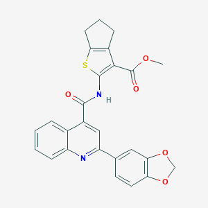 molecular formula C26H20N2O5S B443273 methyl 2-({[2-(1,3-benzodioxol-5-yl)-4-quinolinyl]carbonyl}amino)-5,6-dihydro-4H-cyclopenta[b]thiophene-3-carboxylate 