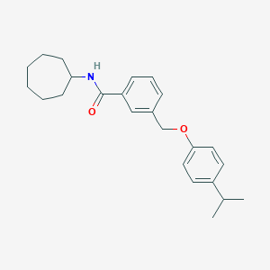 molecular formula C24H31NO2 B443276 N-cycloheptyl-3-[(4-isopropylphenoxy)methyl]benzamide 