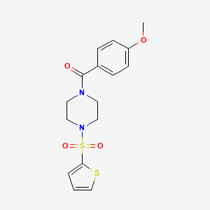 molecular formula C16H18N2O4S2 B4432775 1-(4-methoxybenzoyl)-4-(2-thienylsulfonyl)piperazine 