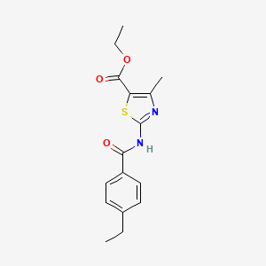 molecular formula C16H18N2O3S B4432788 ethyl 2-[(4-ethylbenzoyl)amino]-4-methyl-1,3-thiazole-5-carboxylate 