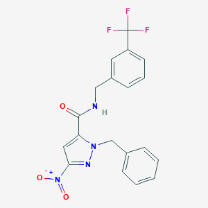 molecular formula C19H15F3N4O3 B443287 1-benzyl-3-nitro-N-[3-(trifluoromethyl)benzyl]-1H-pyrazole-5-carboxamide 