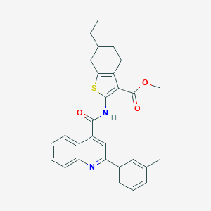 molecular formula C29H28N2O3S B443291 Methyl 6-ethyl-2-({[2-(3-methylphenyl)-4-quinolinyl]carbonyl}amino)-4,5,6,7-tetrahydro-1-benzothiophene-3-carboxylate 