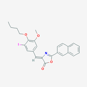 molecular formula C25H22INO4 B443292 4-(4-butoxy-3-iodo-5-methoxybenzylidene)-2-(2-naphthyl)-1,3-oxazol-5(4H)-one 