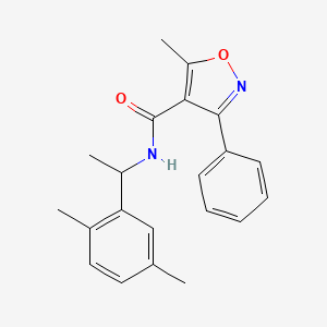 molecular formula C21H22N2O2 B4433013 N-[1-(2,5-dimethylphenyl)ethyl]-5-methyl-3-phenyl-4-isoxazolecarboxamide 