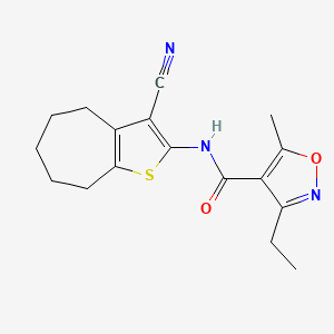 molecular formula C17H19N3O2S B4433114 N-(3-cyano-5,6,7,8-tetrahydro-4H-cyclohepta[b]thien-2-yl)-3-ethyl-5-methyl-4-isoxazolecarboxamide 