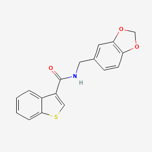 N-(1,3-benzodioxol-5-ylmethyl)-1-benzothiophene-3-carboxamide