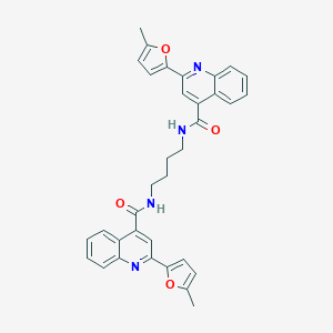 molecular formula C34H30N4O4 B443319 2-(5-methyl-2-furyl)-N-[4-({[2-(5-methyl-2-furyl)-4-quinolinyl]carbonyl}amino)butyl]-4-quinolinecarboxamide 
