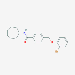 molecular formula C21H24BrNO2 B443325 4-[(2-bromophenoxy)methyl]-N-cycloheptylbenzamide 