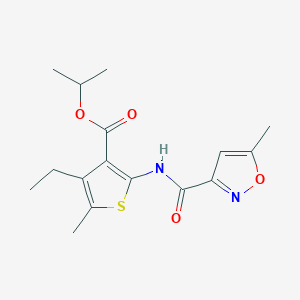 molecular formula C16H20N2O4S B4433318 isopropyl 4-ethyl-5-methyl-2-{[(5-methyl-3-isoxazolyl)carbonyl]amino}-3-thiophenecarboxylate 
