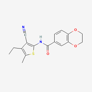 molecular formula C17H16N2O3S B4433328 N-(3-cyano-4-ethyl-5-methyl-2-thienyl)-2,3-dihydro-1,4-benzodioxine-6-carboxamide 