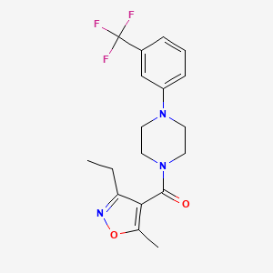 molecular formula C18H20F3N3O2 B4433352 1-[(3-ethyl-5-methyl-4-isoxazolyl)carbonyl]-4-[3-(trifluoromethyl)phenyl]piperazine 