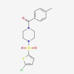 molecular formula C16H17ClN2O3S2 B4433369 1-[(5-chloro-2-thienyl)sulfonyl]-4-(4-methylbenzoyl)piperazine 