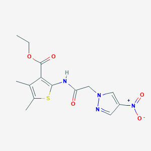 molecular formula C14H16N4O5S B443344 ETHYL 4,5-DIMETHYL-2-{[2-(4-NITRO-1H-PYRAZOL-1-YL)ACETYL]AMINO}-3-THIOPHENECARBOXYLATE 