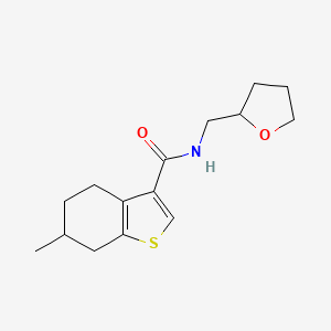 molecular formula C15H21NO2S B4433448 6-methyl-N-(tetrahydro-2-furanylmethyl)-4,5,6,7-tetrahydro-1-benzothiophene-3-carboxamide 
