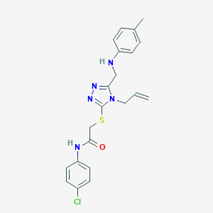 molecular formula C21H22ClN5OS B443347 2-{[4-allyl-5-(4-toluidinomethyl)-4H-1,2,4-triazol-3-yl]sulfanyl}-N-(4-chlorophenyl)acetamide 
