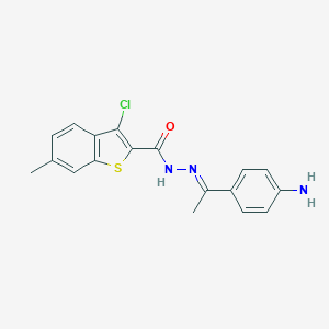 molecular formula C18H16ClN3OS B443349 N'-[1-(4-aminophenyl)ethylidene]-3-chloro-6-methyl-1-benzothiophene-2-carbohydrazide 