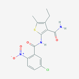 molecular formula C15H14ClN3O4S B443350 2-({5-Chloro-2-nitrobenzoyl}amino)-4-ethyl-5-methyl-3-thiophenecarboxamide 