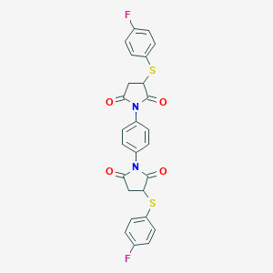 molecular formula C26H18F2N2O4S2 B443351 3-[(4-Fluorophenyl)sulfanyl]-1-(4-{3-[(4-fluorophenyl)sulfanyl]-2,5-dioxo-1-pyrrolidinyl}phenyl)-2,5-pyrrolidinedione 