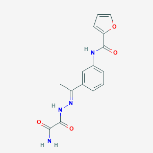 molecular formula C15H14N4O4 B443352 N-(3-{N-[amino(oxo)acetyl]ethanehydrazonoyl}phenyl)-2-furamide 
