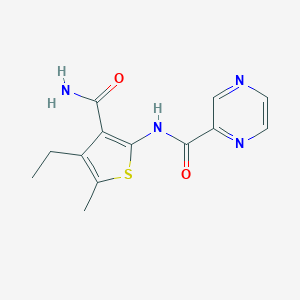 molecular formula C13H14N4O2S B443354 N-(3-carbamoyl-4-ethyl-5-methylthiophen-2-yl)pyrazine-2-carboxamide 