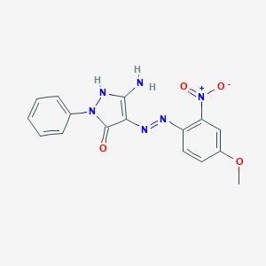 (4E)-5-amino-4-[2-(4-methoxy-2-nitrophenyl)hydrazinylidene]-2-phenyl-2,4-dihydro-3H-pyrazol-3-one