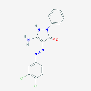 (4E)-5-amino-4-[2-(3,4-dichlorophenyl)hydrazinylidene]-2-phenyl-2,4-dihydro-3H-pyrazol-3-one