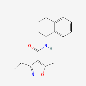 molecular formula C17H20N2O2 B4433591 3-ethyl-5-methyl-N-(1,2,3,4-tetrahydro-1-naphthalenyl)-4-isoxazolecarboxamide 