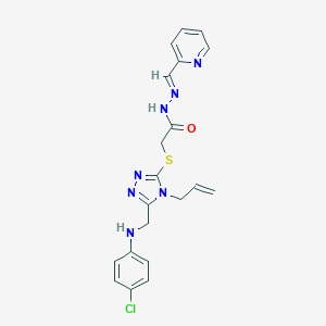 molecular formula C20H20ClN7OS B443362 2-({4-allyl-5-[(4-chloroanilino)methyl]-4H-1,2,4-triazol-3-yl}sulfanyl)-N'-(2-pyridinylmethylene)acetohydrazide 