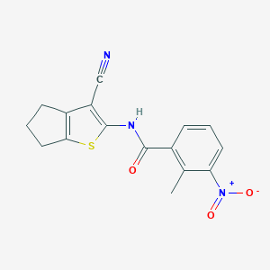 molecular formula C16H13N3O3S B443365 N-(3-cyano-5,6-dihydro-4H-cyclopenta[b]thiophen-2-yl)-2-methyl-3-nitrobenzamide 