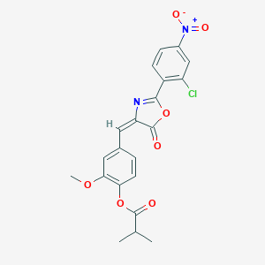 molecular formula C21H17ClN2O7 B443366 4-[(2-{2-chloro-4-nitrophenyl}-5-oxo-1,3-oxazol-4(5H)-ylidene)methyl]-2-methoxyphenyl 2-methylpropanoate 