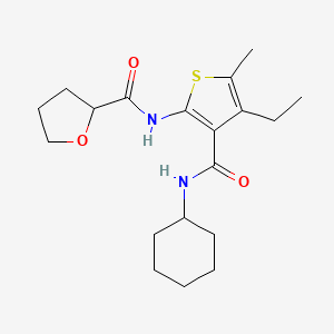 molecular formula C19H28N2O3S B4433664 N-{3-[(cyclohexylamino)carbonyl]-4-ethyl-5-methyl-2-thienyl}tetrahydro-2-furancarboxamide 