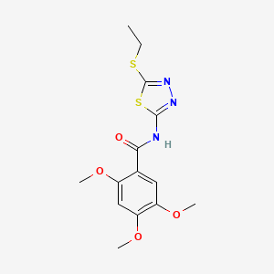 molecular formula C14H17N3O4S2 B4433683 N-[5-(ethylthio)-1,3,4-thiadiazol-2-yl]-2,4,5-trimethoxybenzamide 
