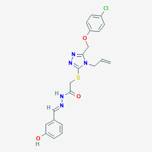 molecular formula C21H20ClN5O3S B443369 2-({4-allyl-5-[(4-chlorophenoxy)methyl]-4H-1,2,4-triazol-3-yl}sulfanyl)-N'-(3-hydroxybenzylidene)acetohydrazide 